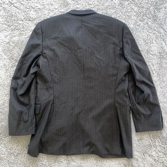 Burberry London Vintage Pinstripe Blazer Charcoal Gray Worsted Wool 43R READ - Picture 7 of 8